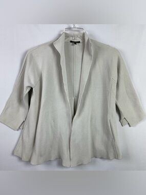 Eileen Fisher Open Cardigan Petite Large PL Silk Blend Ivory